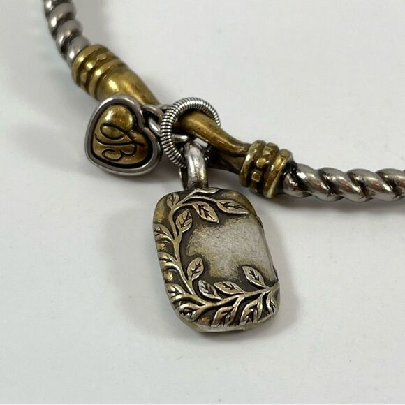 Brighton Silver Gold Tone Embrace the Journey Twist Cable Rope Bangle Bracelet - Picture 5 of 6